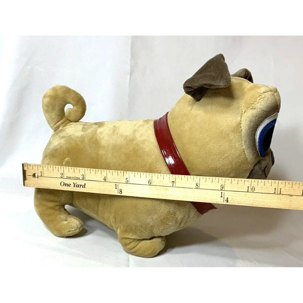 Disney Store Puppy Dog Pals‎ Plush Toy Pug Rolly Tan Stuffed Red Collar Big Eyes